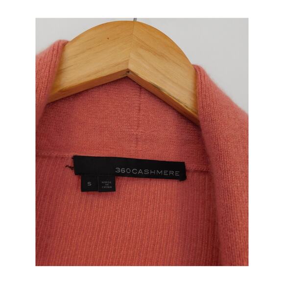 360 Cashmere Pink Salmon Open Front Draped 100% Cashmere Cardigan Sweater Size S - Picture 4 of 6